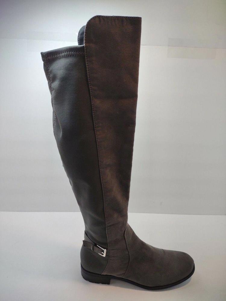 Liz Claiborne Faux Suede Gray Knee High Flat Boots Women's Size 7.5M
